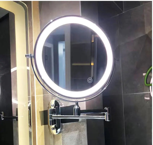 Zwarte Oplaadbare Led Vergrotende Spiegel Voor Make-Up En Badkamer - wandlampen - zijaanzicht
