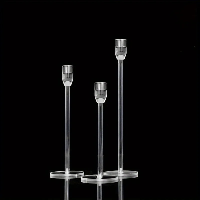 LumenAcry Heldere Acryl Kandelaar Set (3-delig)