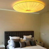 Wabi-Sabi Luxe Stoffen LED Plafondlamp – Minimalistische Rond Vliegende Schotel Hanglamp