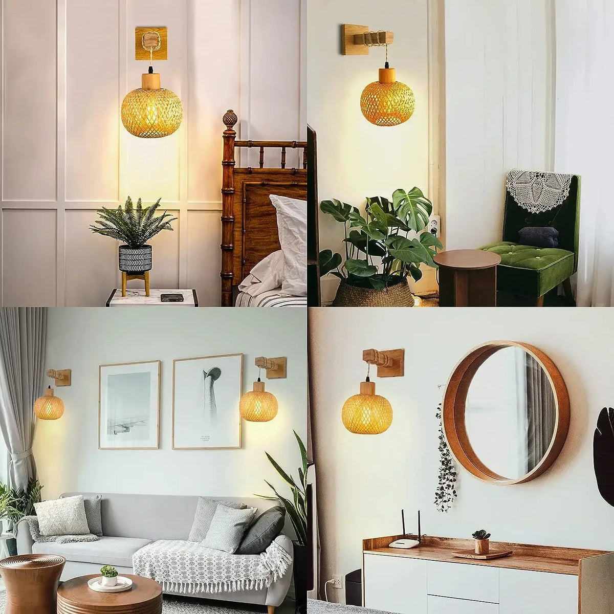 SolBambu Wandlamp – Handgeweven Bamboe Lantaarn voor Natuurlijke Moderne Interieurs - wandlampen - verlicht