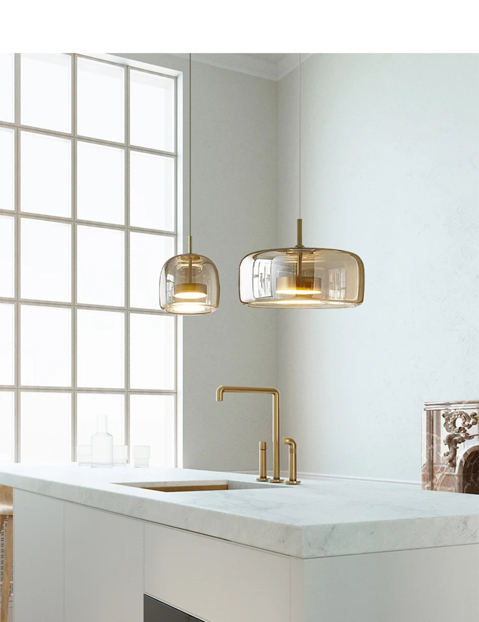 LumiGlow – Elegante Glassteen Hanglamp met LED-verlichting - hanglampen - materiaaldetail