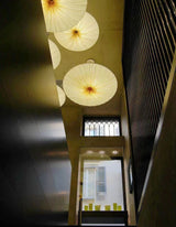 Wabi-Sabi Luxe Stoffen LED Plafondlamp – Minimalistische Rond Vliegende Schotel Hanglamp