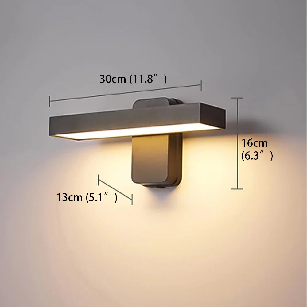 Waterdichte LED Buitenlamp - wandlamp - afmetingen