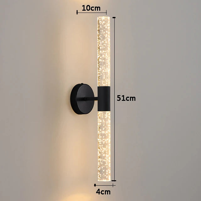 LumiGlas – Luxe LED Wandlamp met Kristal Bubbelstaaf