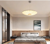 Wabi-Sabi Luxe Stoffen LED Plafondlamp – Minimalistische Rond Vliegende Schotel Hanglamp