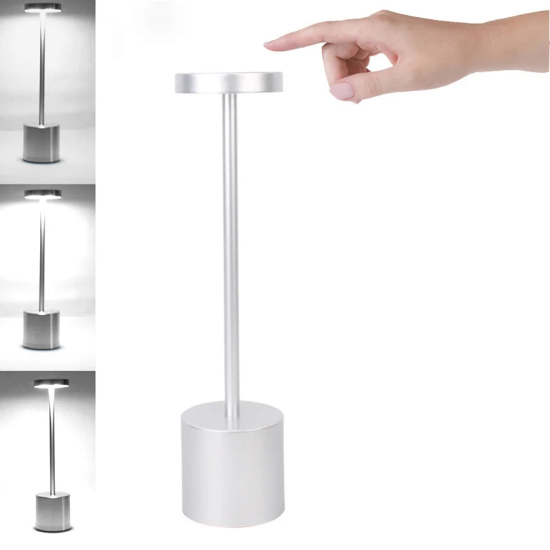 LumiÉlan – Klassieke Oplaadbare Tafellamp met Touch, Traploze Dimming en 3 Lichtkleuren