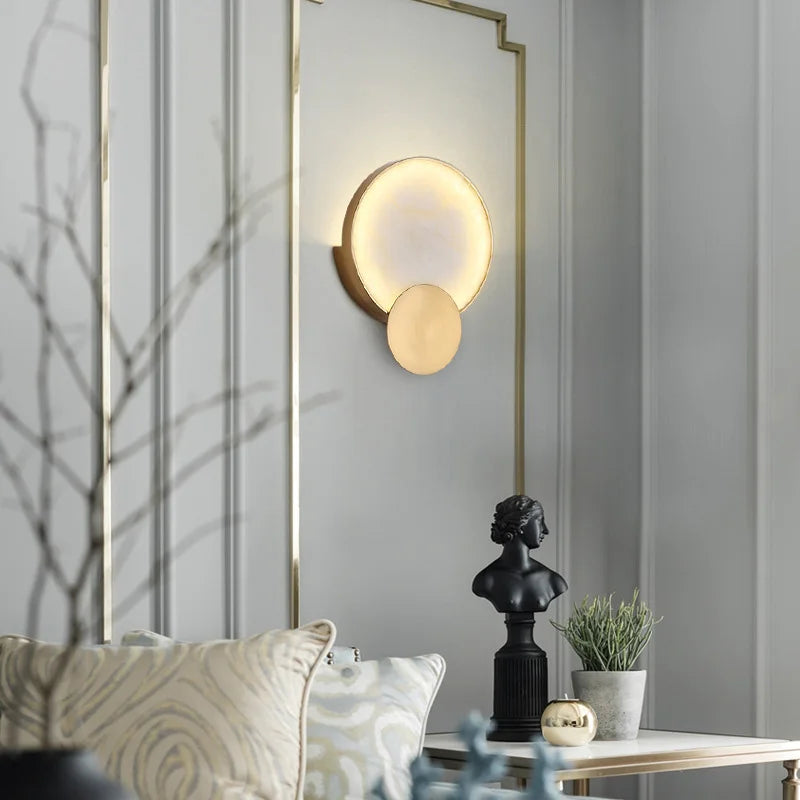 Round Marble Wall Lamp - wandlampen - zijaanzicht
