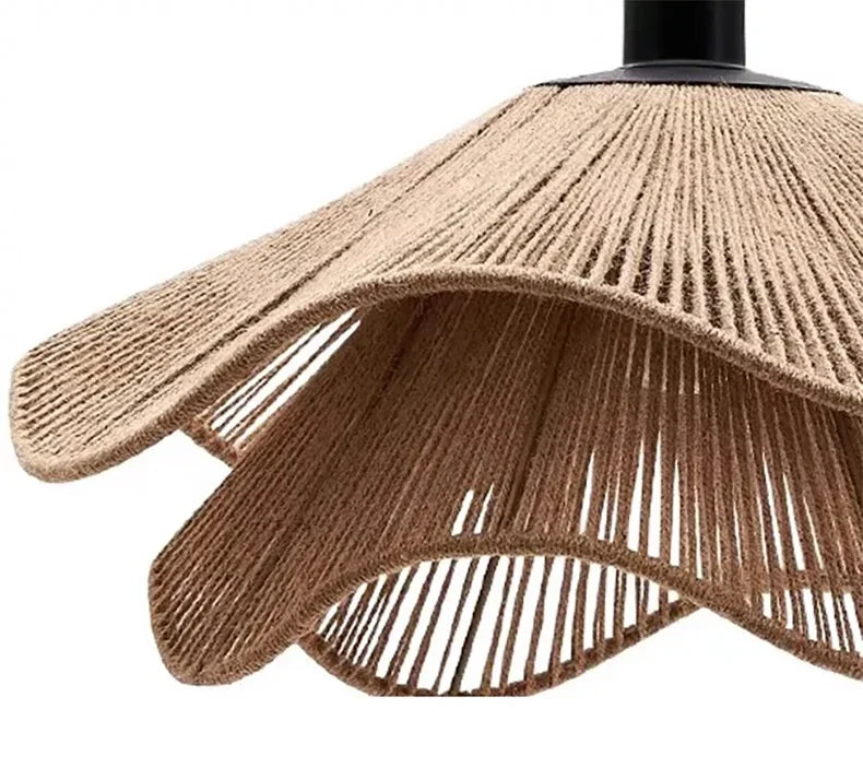WabiRope Aura: Scandinavische Wabi Sabi Hennep Touw Hanglamp - hanglampen - close-up