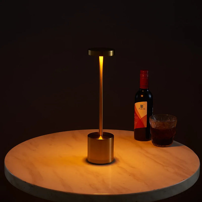 LumiÉlan – Klassieke Oplaadbare Tafellamp met Touch, Traploze Dimming en 3 Lichtkleuren