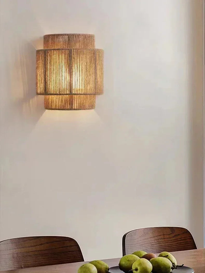 MORI GLOW Handgemaakte Hennep Touw Wandlamp - wandlamp - verlicht