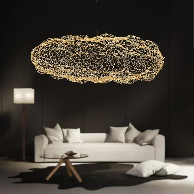 Deense Designer IJzeren Mesh Wolk Hanglamp - hanglampen - zijaanzicht