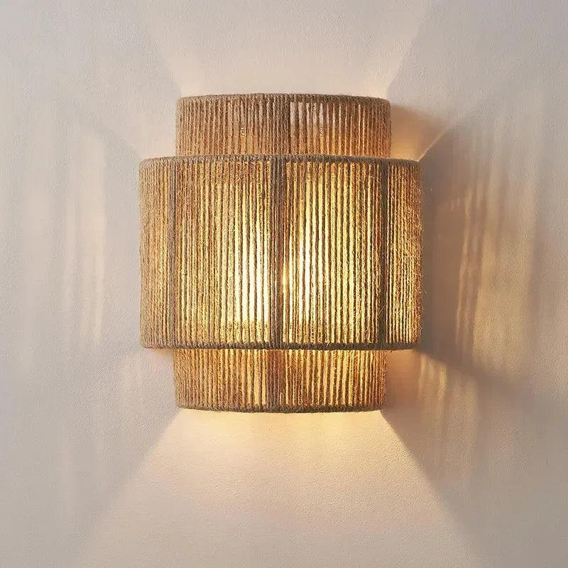 MORI GLOW Handgemaakte Hennep Touw Wandlamp