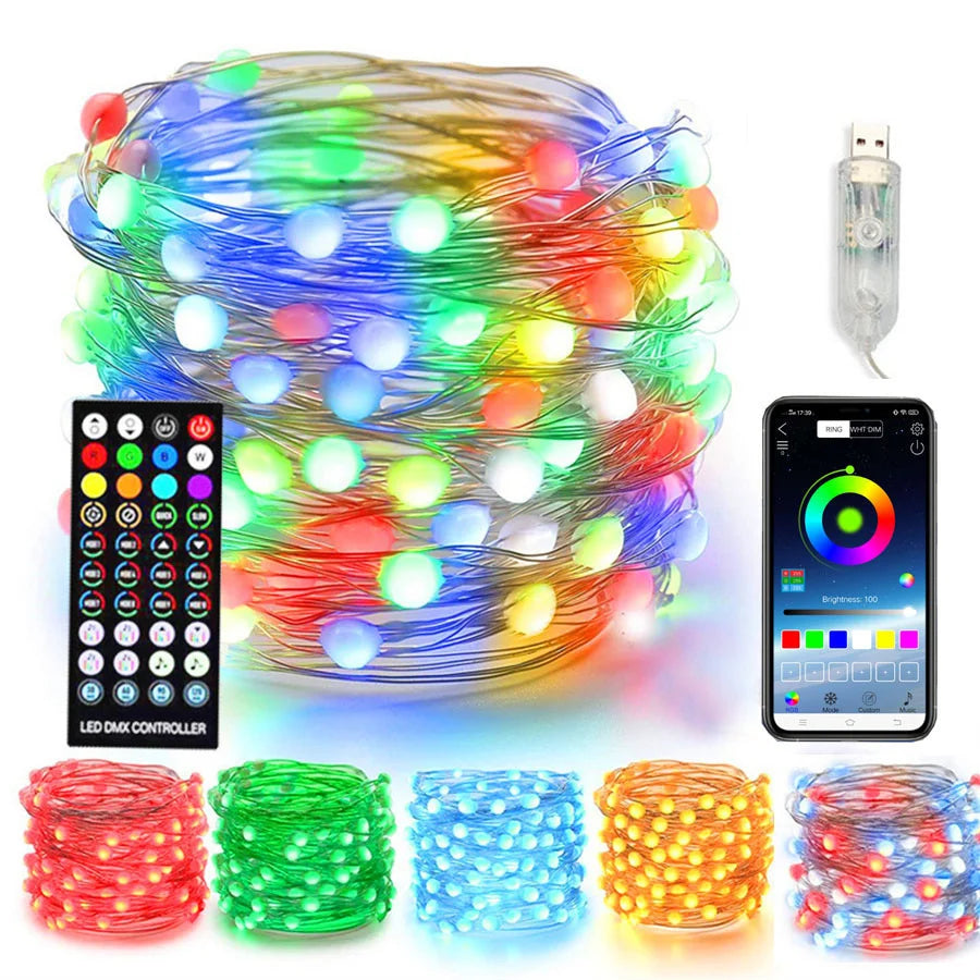 LUMISHOW RGB Smart LED Kerstslinger – 10M/20M - buitenverlichting - sfeerbeeld