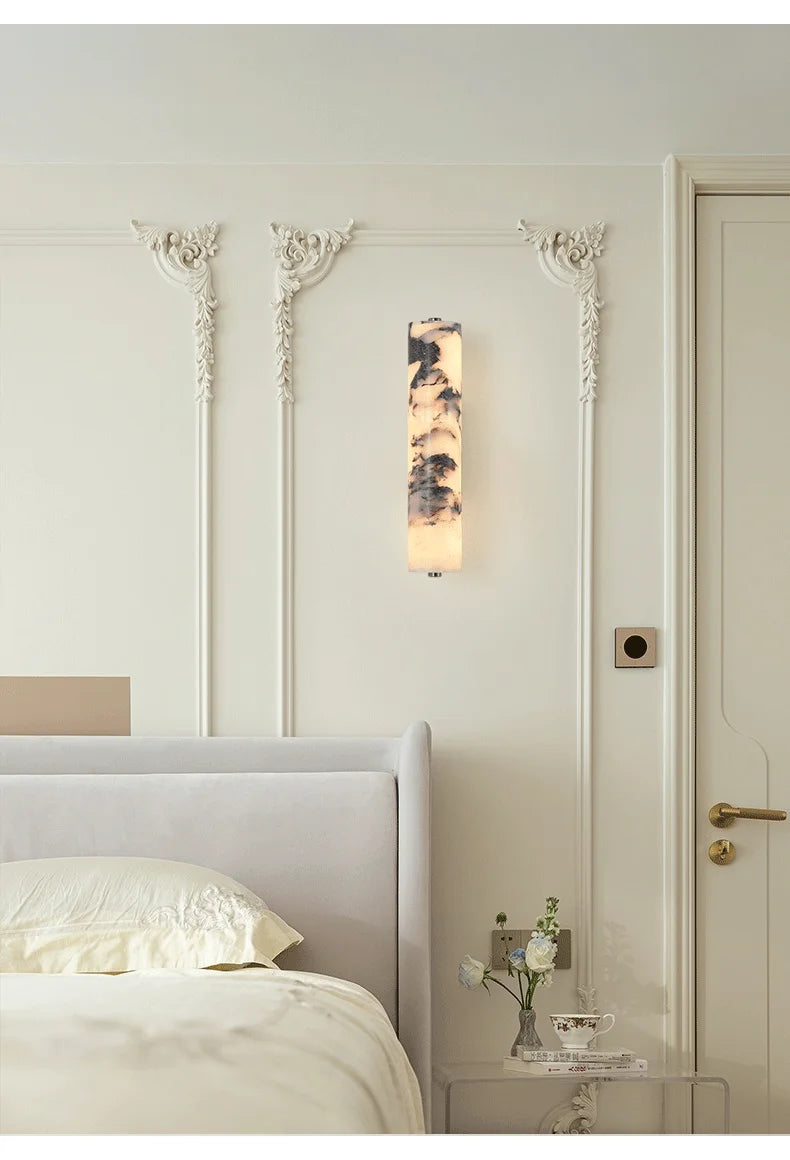 Marbella Lux Sconce – Natuurlijke Zwarte Marmeren Wandlamp in Italiaans Design voor Slaapkamer &a Woonkamer - wandlamp - mate