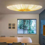 Wabi-Sabi Luxe Stoffen LED Plafondlamp – Minimalistische Rond Vliegende Schotel Hanglamp