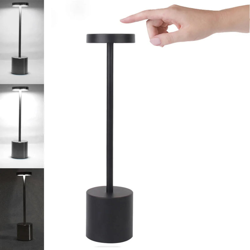 LumiÉlan – Klassieke Oplaadbare Tafellamp met Touch, Traploze Dimming en 3 Lichtkleuren