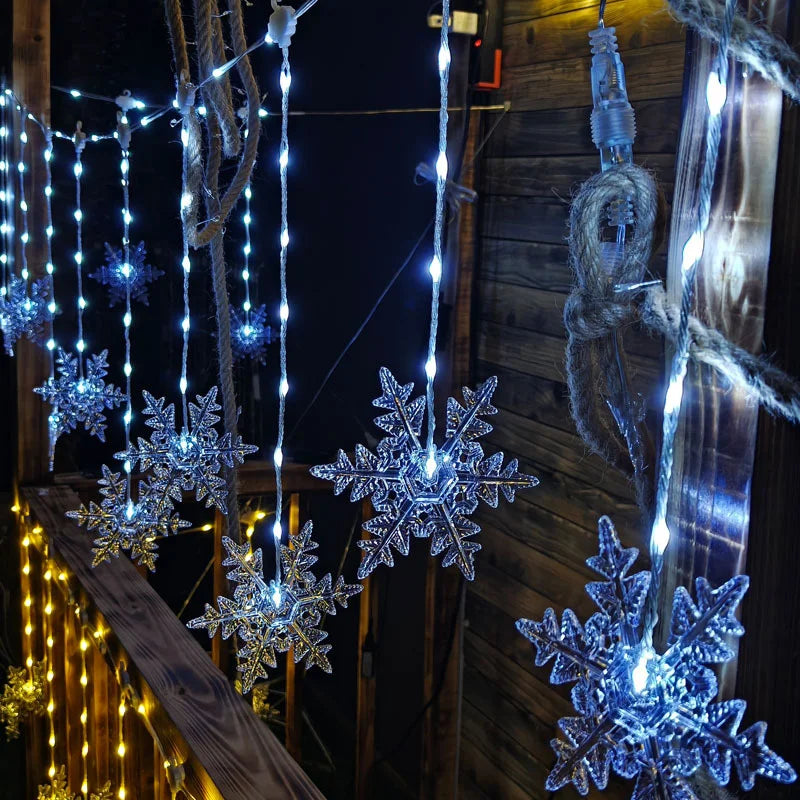 LumaSneeuw 4M LED Sneeuwvlok Gordijnverlichting – Kerst IJspegel Sfeerverlichting - buitenverlichting - in de kamer