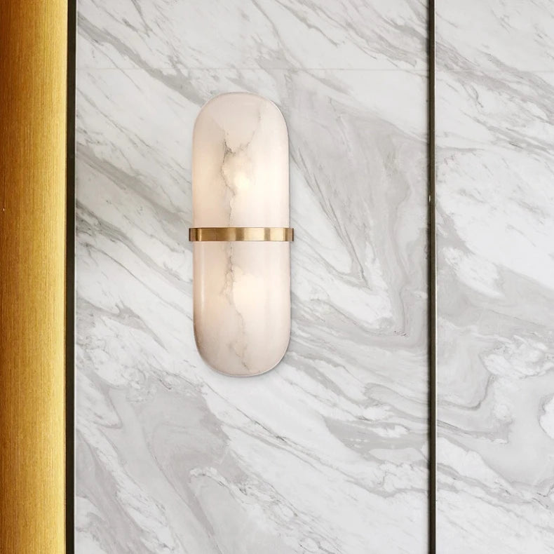 Luxe Marmeren Wandlamp – Stijlvolle Verlichting met Elegant Design - wandlamp - gemonteerd