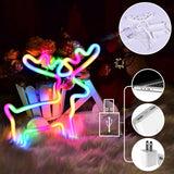 Magische Kerstsfeer Neonlamp – Rendier, Kerstsok & Boom – LED