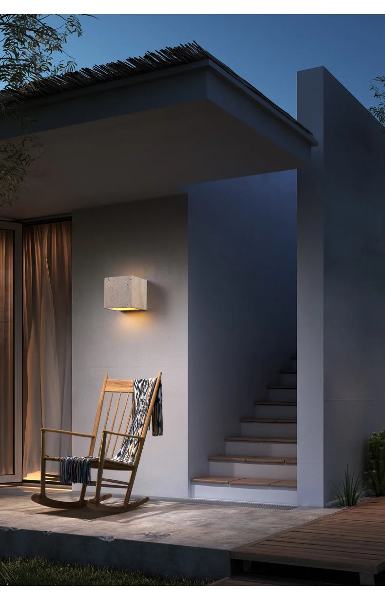 StoneBloc Buitenwandlamp – Natuurlijke Steenlook Wandlamp voor Tuin, Hal & Badkamer - buitenverlichting