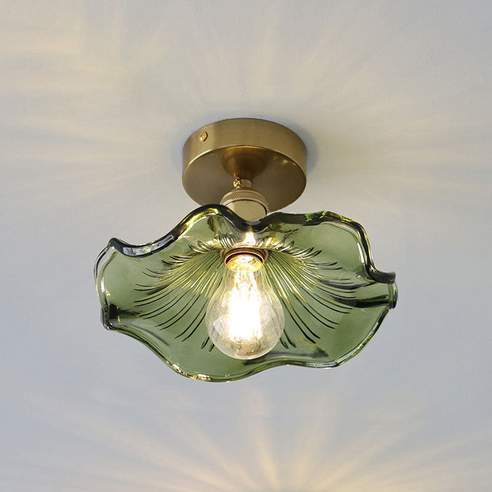 Glazen Plafondlamp In De Vorm Van Een Hibiscus - plafondlamp - gemonteerd