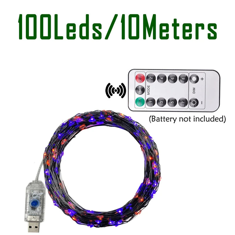 GLOWSPELL – Halloween LED Sfeerverlichting 100/200 LEDs met Zwarte Draad