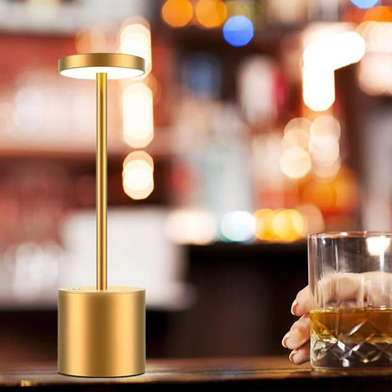 LumiÉlan – Klassieke Oplaadbare Tafellamp met Touch, Traploze Dimming en 3 Lichtkleuren