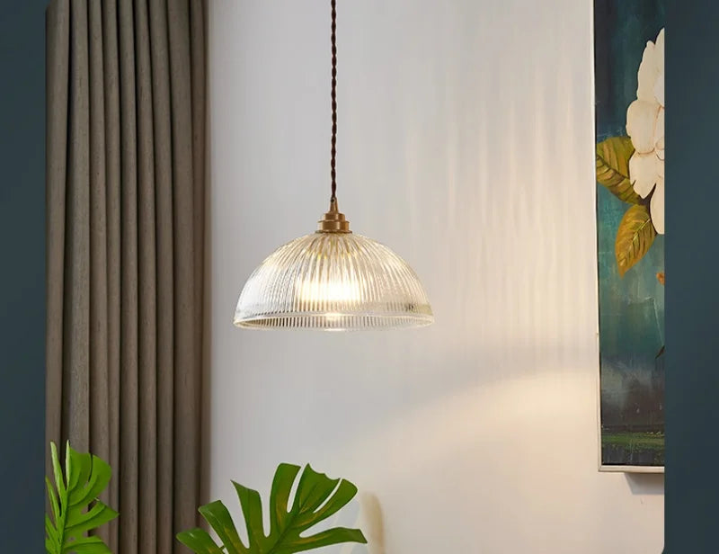 AuroraLuxe LED Hanglamp – Koper & Glas Design voor Moderne Interieurs