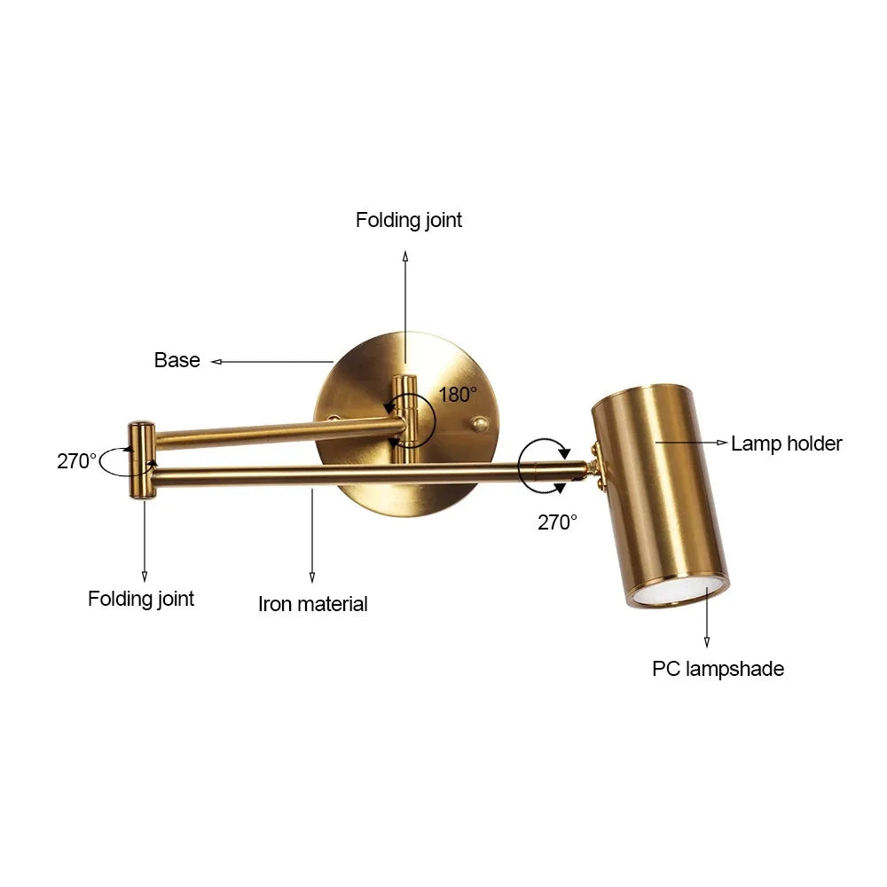 LUXARM Verstelbare Wandlamp met Lange Arm - wandlamp - materiaaldetail