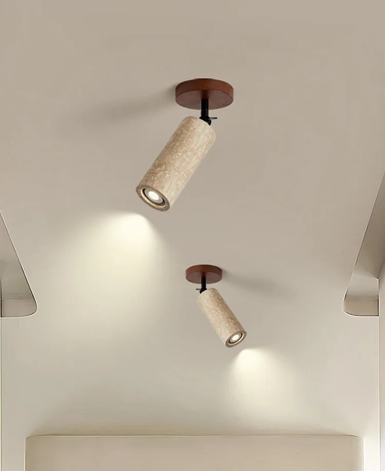 LumiSabi Travertin Natuursteen LED Plafondlamp – Moderne Wabi-Sabi Lamp - plafondlampen - afmetingen