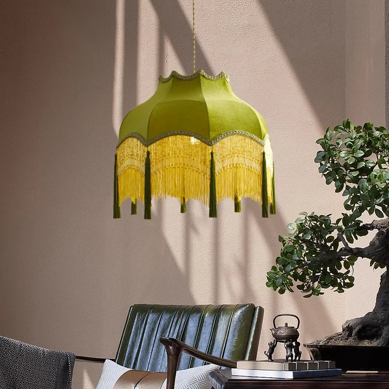 ChâteauLumière Franse Retro Koper & Stoffen Kwast Chandelier - hanglampen - sfeerbeeld
