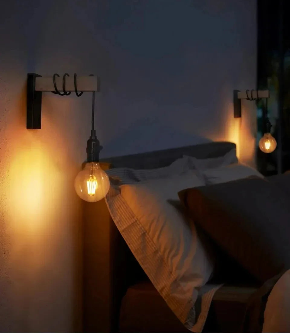 RetroLume – Vintage Wandlamp van Hout & IJzer met LED E27 | Industrieel & Loft Design - wandlamp