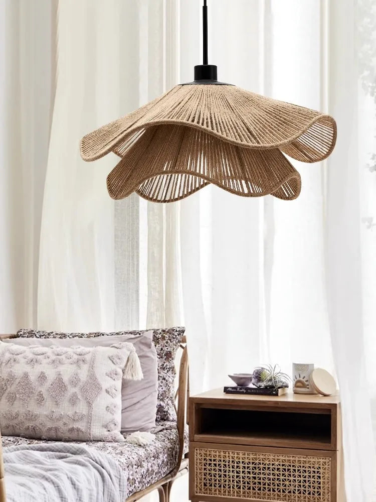 WabiRope Aura: Scandinavische Wabi Sabi Hennep Touw Hanglamp - hanglampen - in de kamer