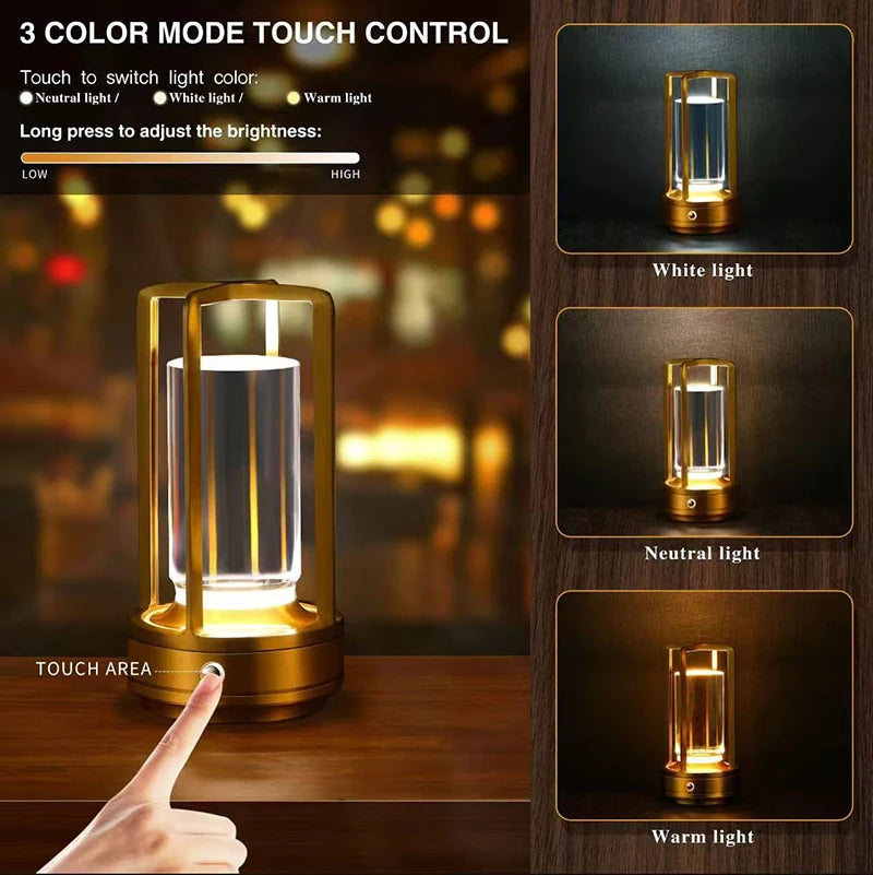 LumiCrystal Oplaadbare LED Tafellamp met Touch - tafellampen - detail