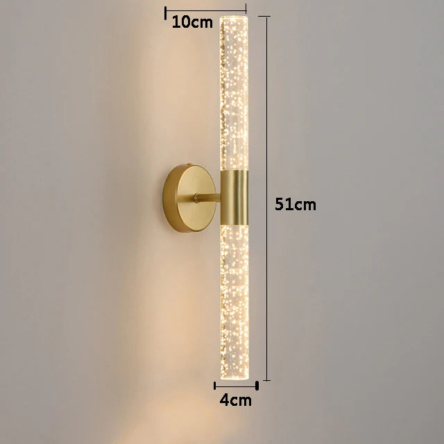 LumiGlas – Luxe LED Wandlamp met Kristal Bubbelstaaf - wandlamp - zijaanzicht