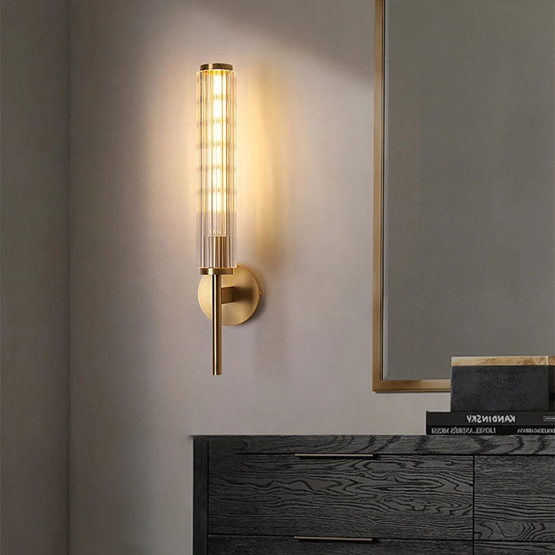 Moderne Luxe Gouden Wandlamp met Helder Glazen Kap