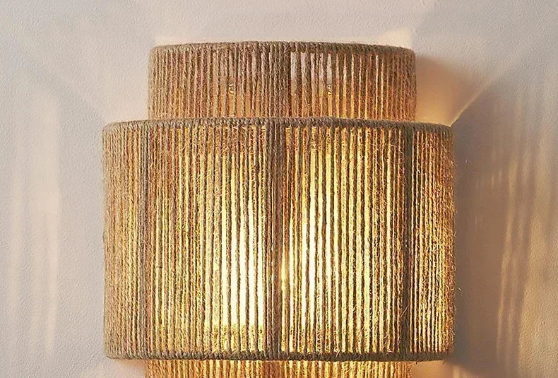 MORI GLOW Handgemaakte Hennep Touw Wandlamp - wandlamp - zijaanzicht