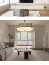 Wabi-Sabi Luxe Stoffen LED Plafondlamp – Minimalistische Rond Vliegende Schotel Hanglamp