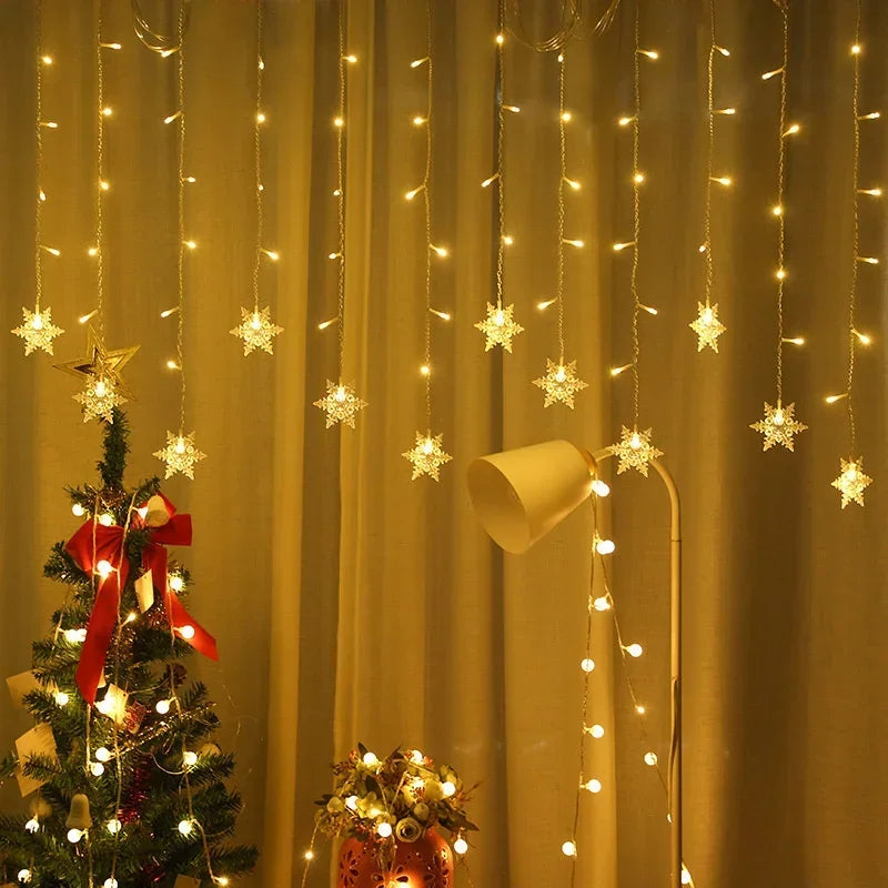 LumaSneeuw 4M LED Sneeuwvlok Gordijnverlichting – Kerst IJspegel Sfeerverlichting