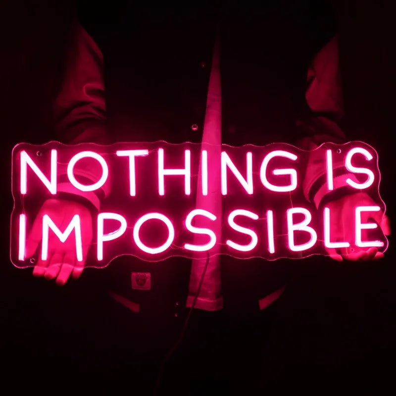 GlowInspire Aanpasbaar "NOTHING IS IMPOSSIBLE" Neon Bord