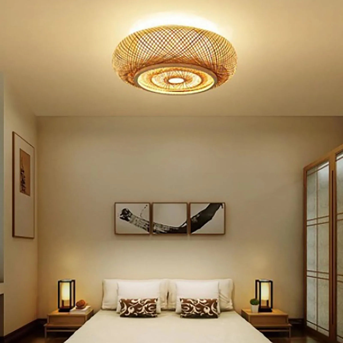 LumaBambu: Moderne Bamboe Plafondlamp Flush-Mount - plafondlamp - in de kamer