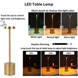 LumiÉlan – Klassieke Oplaadbare Tafellamp met Touch, Traploze Dimming en 3 Lichtkleuren