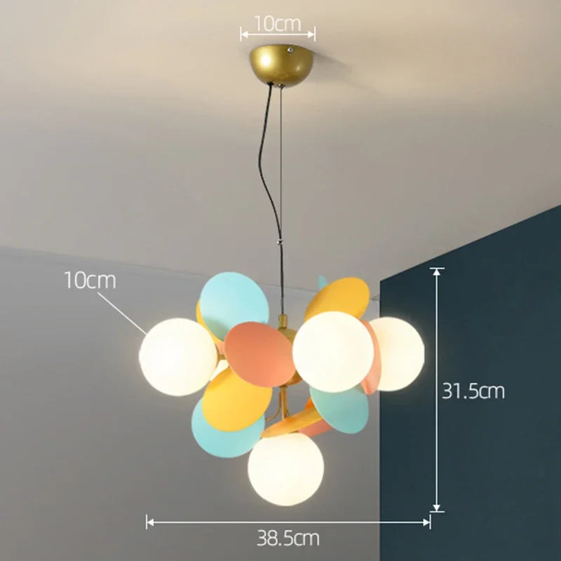 NatureGlow Kleurrijke Tak Kroonluchter - hanglampen - zijaanzicht