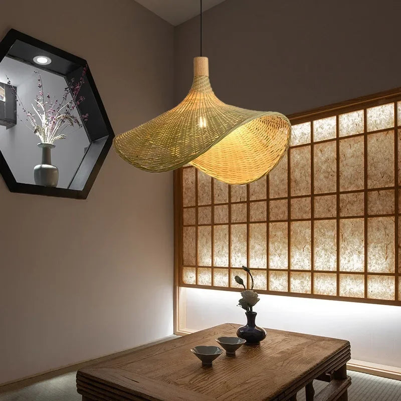 ZenWeave Bamboe Hanglamp – Handgeweven Oosterse Stijl voor Huis en Restaurant