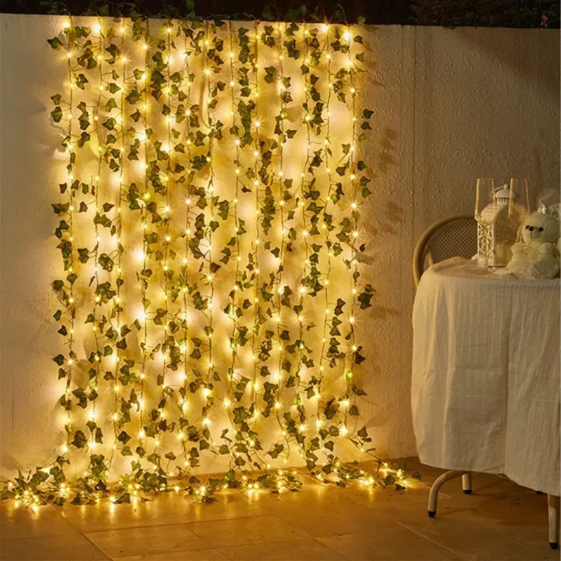 SolarLeaf Sfeerverlichting – Zonnelamp Slinger met Kunstbloemen & Bladeren