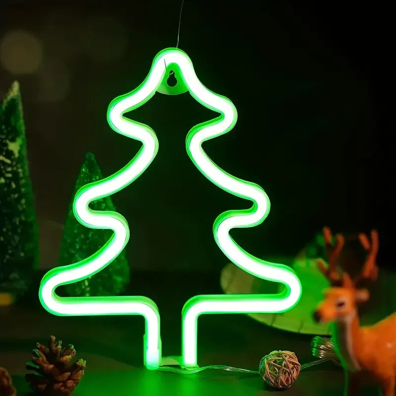 Magische Kerstsfeer Neonlamp – Rendier, Kerstsok & Boom – LED - buitenverlichting