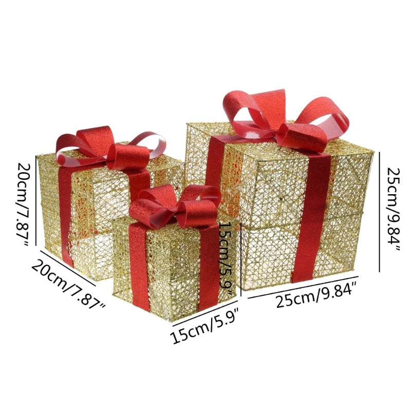 LumiGift 3-Delige Verlichte Cadeaudoos Set met LED - buitenverlichting - zijaanzicht