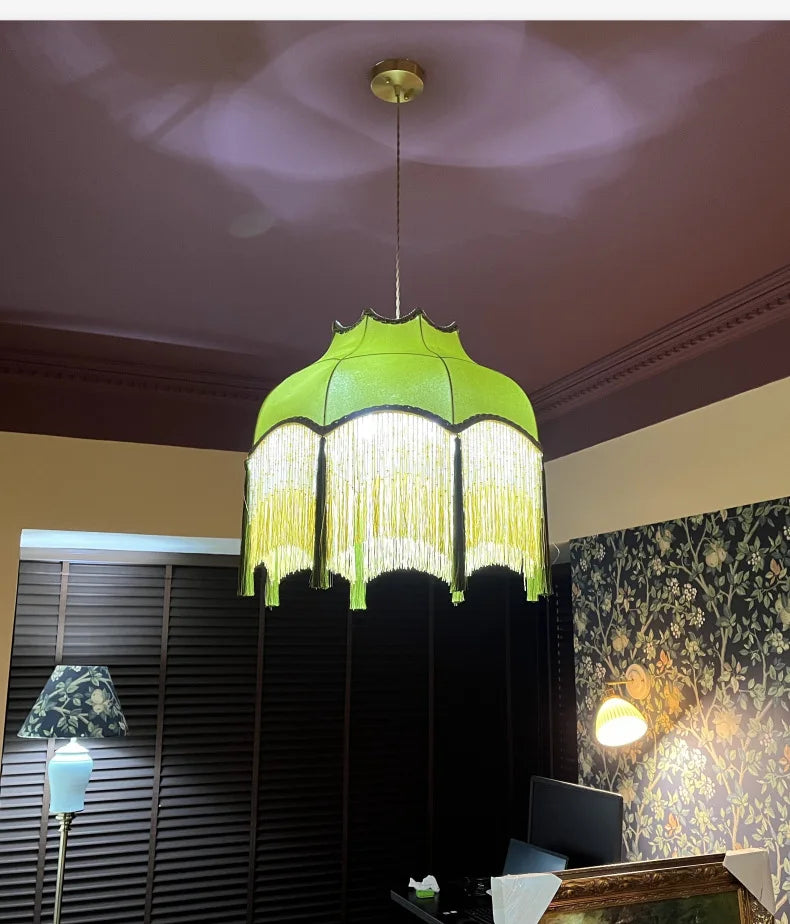 ChâteauLumière Franse Retro Koper & Stoffen Kwast Chandelier