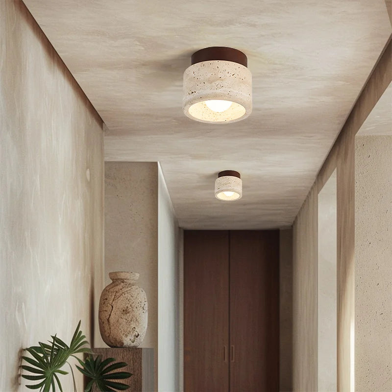 Wabi Sabi Travertin Plafondlamp - plafondlamp - in de kamer