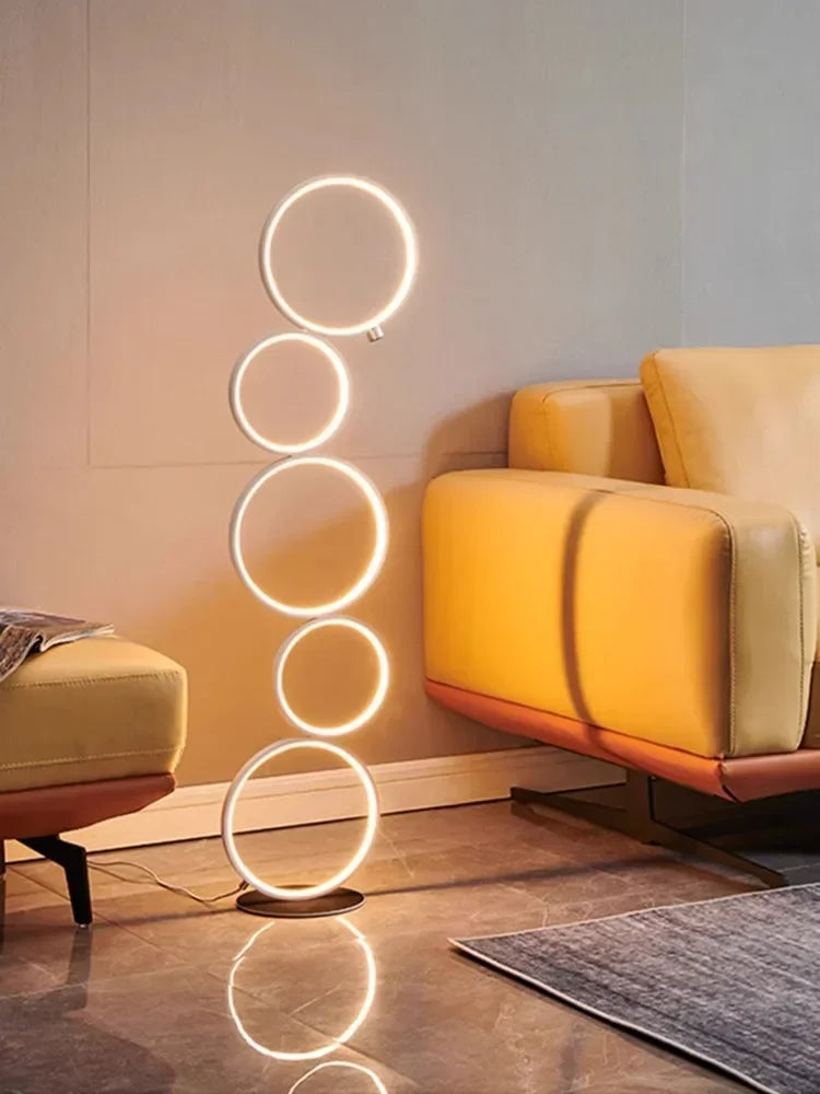 Luxe Nordic LED Vloerlamp – Dimbare 5-Ring Design - vloerlamp - detail
